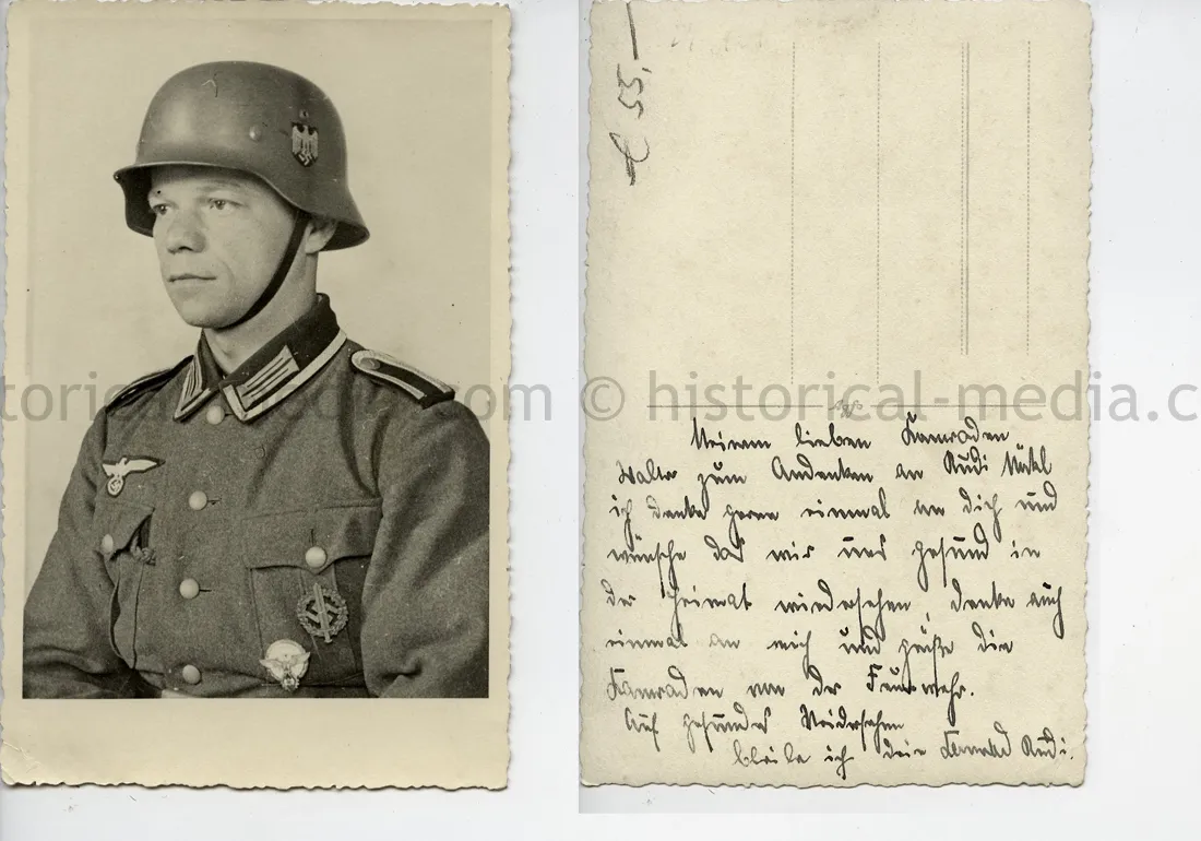 STUDIO PORTRAIT PHOTO - STAHLHELM & HJ GAUSIEGER BADGE