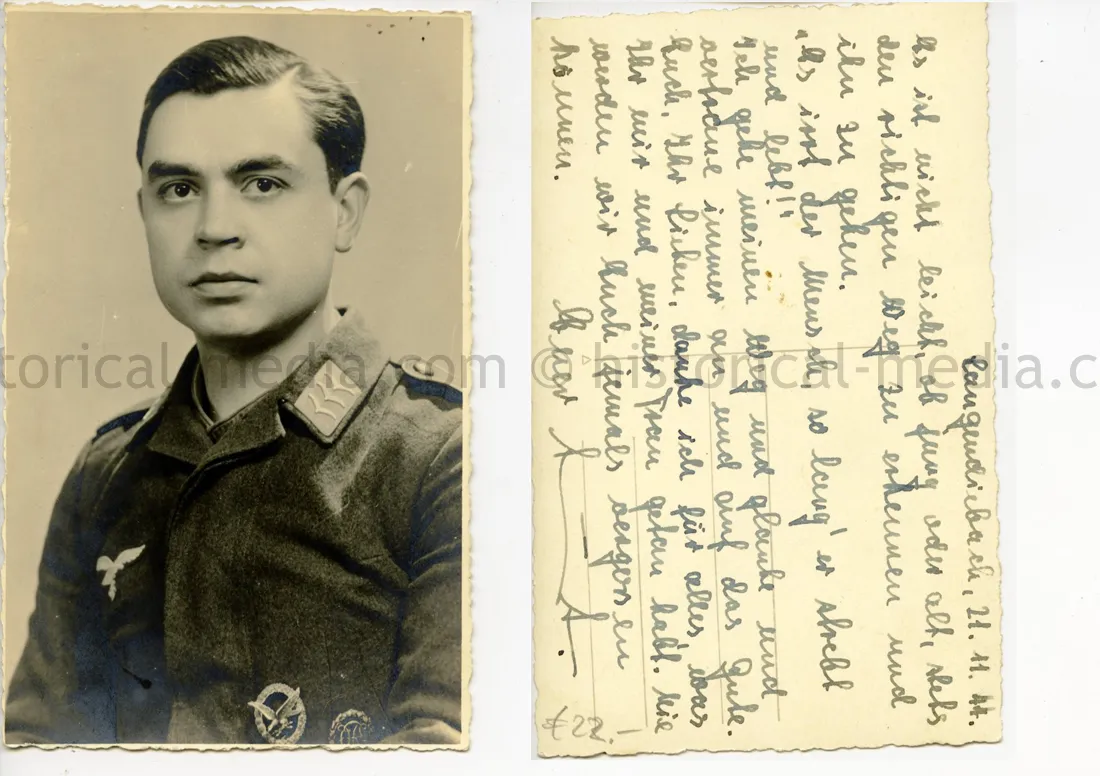 STUDIO PORTRAIT PHOTO - LUFTWAFFE AIR GUNNER