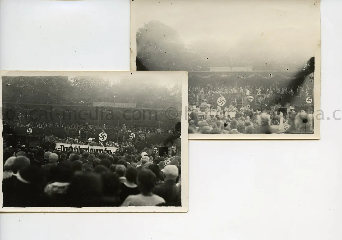 2x ORIGINAL PRIVATE PHOTOS OF HITLER  SPEAKING