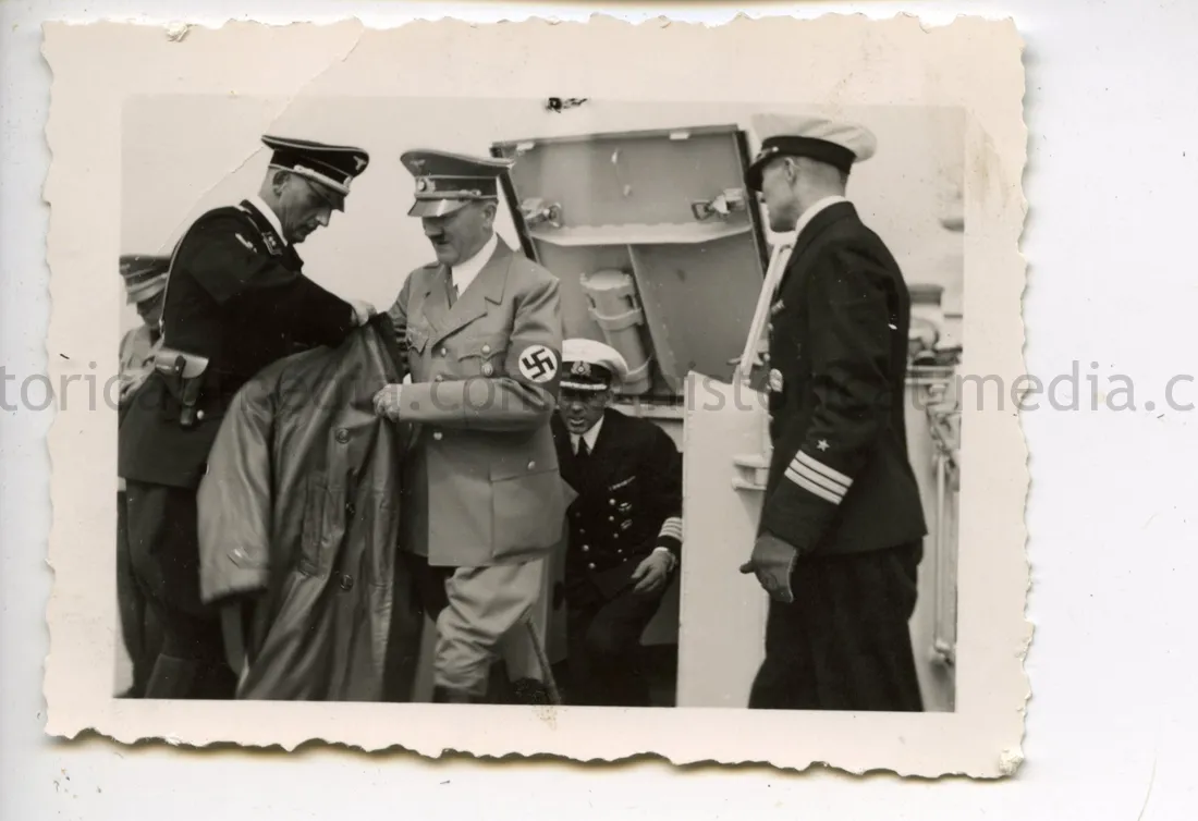 ORIGINAL PRIVATE PHOTO OF HITLER VISITING WARSHIP