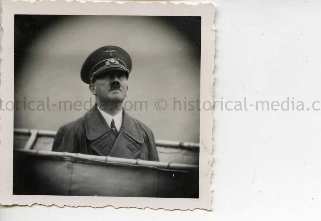 ORIGINAL PRIVATE PHOTO OF HITLER VISITING WARSHIP