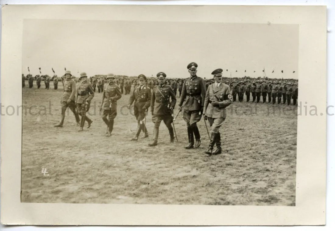 ORIGINAL PRIVATE PHOTO OF HITLER REVIEWING TROOPS