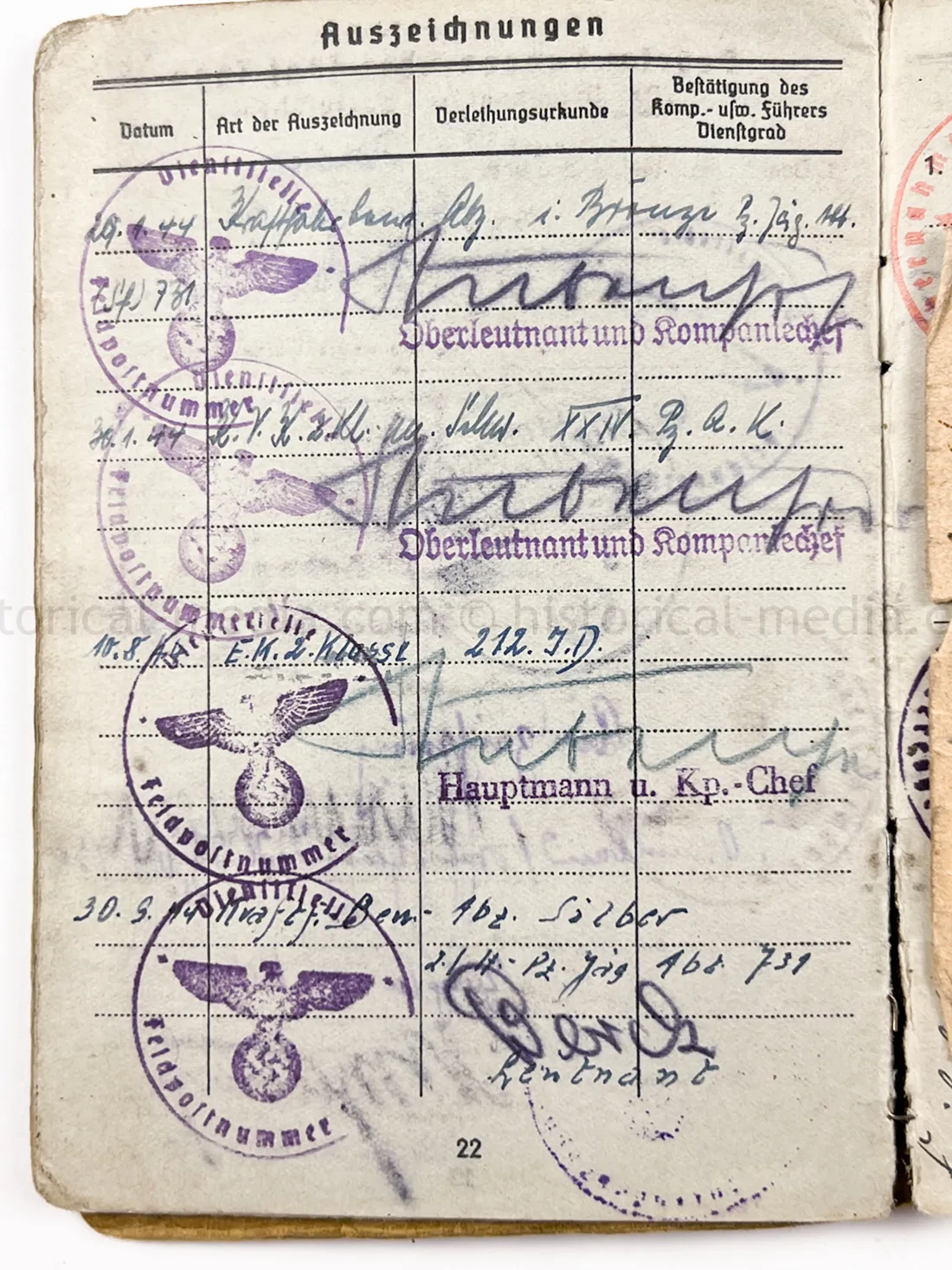 SOLDBUCH - HEERES PANZER JAEGER ABTEILUNG (Sf.) 731 - JAGDPANZER 38 HETZER - KURLAND