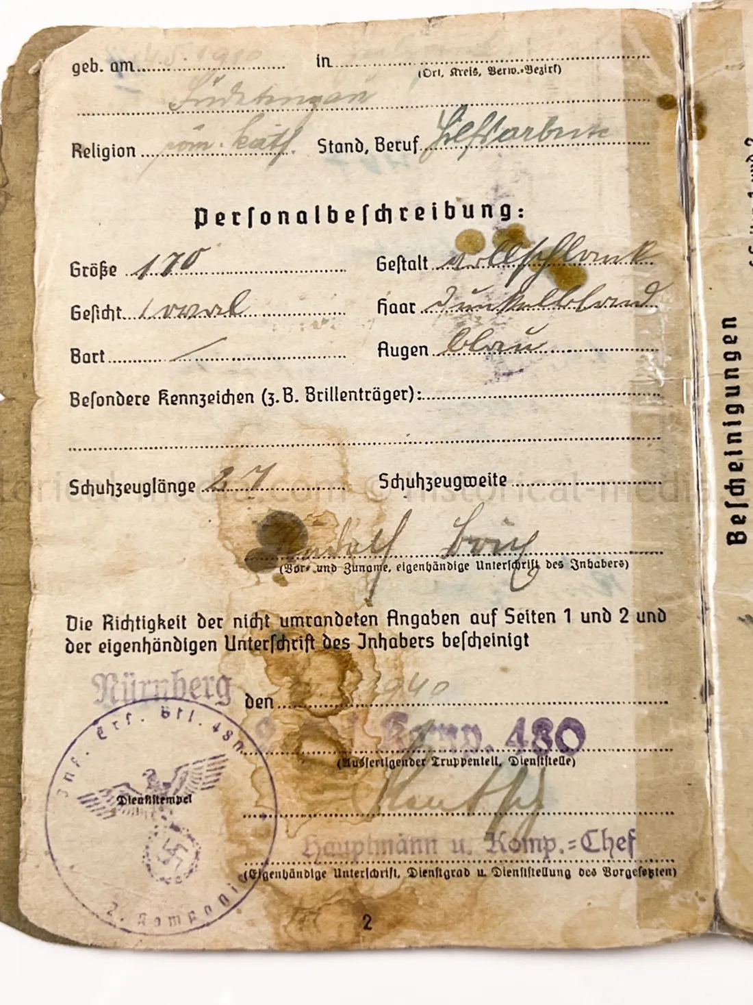 SOLDBUCH - GRENADIER REGIMENT 289 - 98 INFANTERIE DIVISION - NAHKAMPFSPANGE - KUBAN, ITALY
