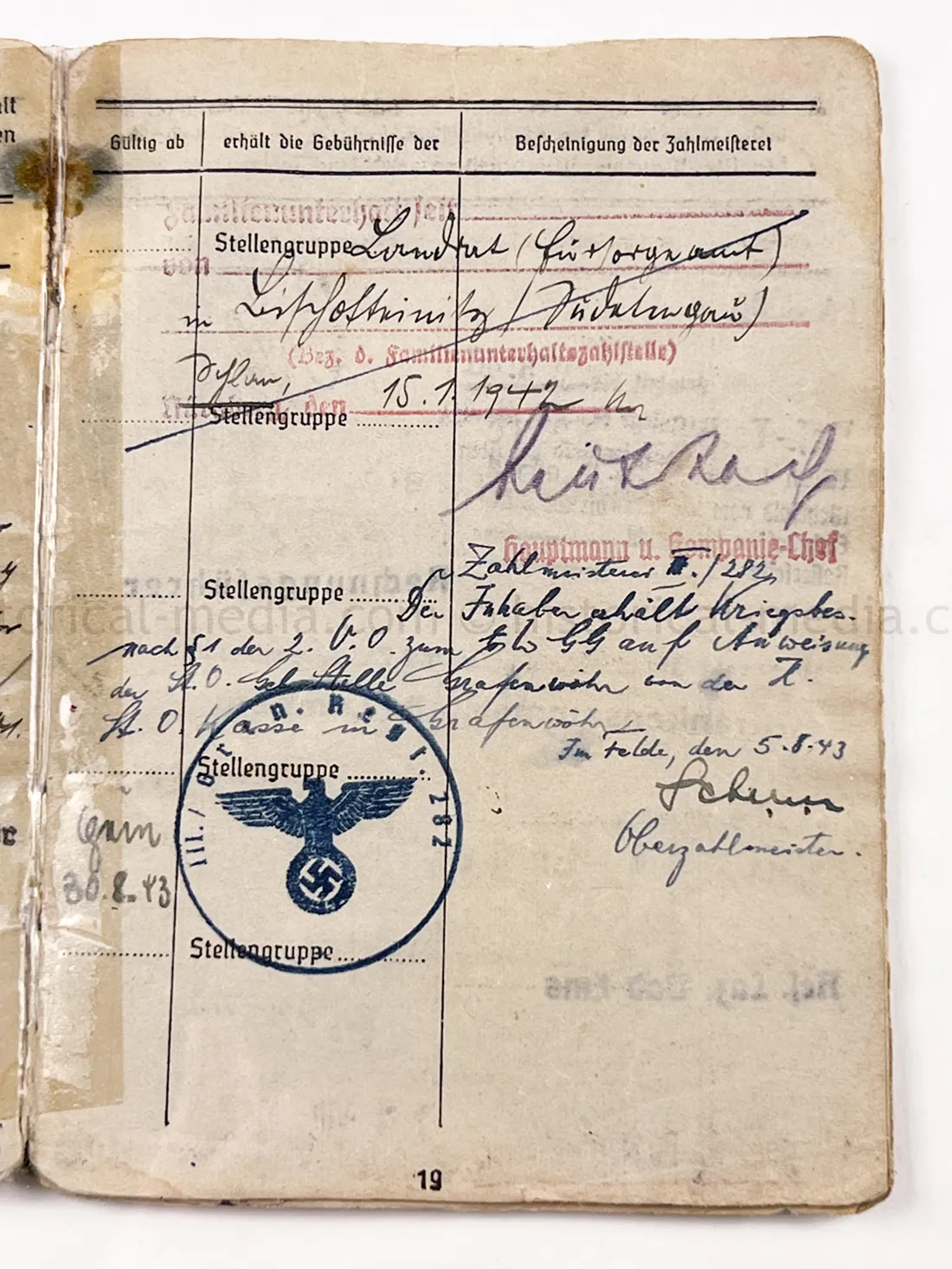 SOLDBUCH - GRENADIER REGIMENT 289 - 98 INFANTERIE DIVISION - NAHKAMPFSPANGE - KUBAN, ITALY