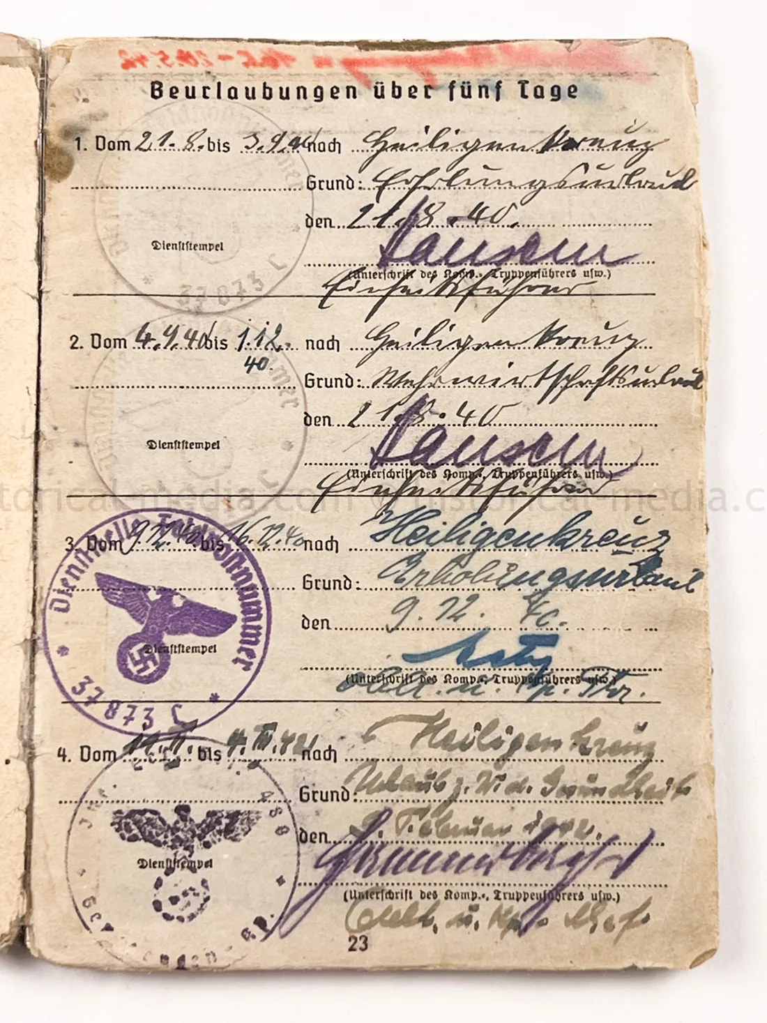 SOLDBUCH - GRENADIER REGIMENT 289 - 98 INFANTERIE DIVISION - NAHKAMPFSPANGE - KUBAN, ITALY