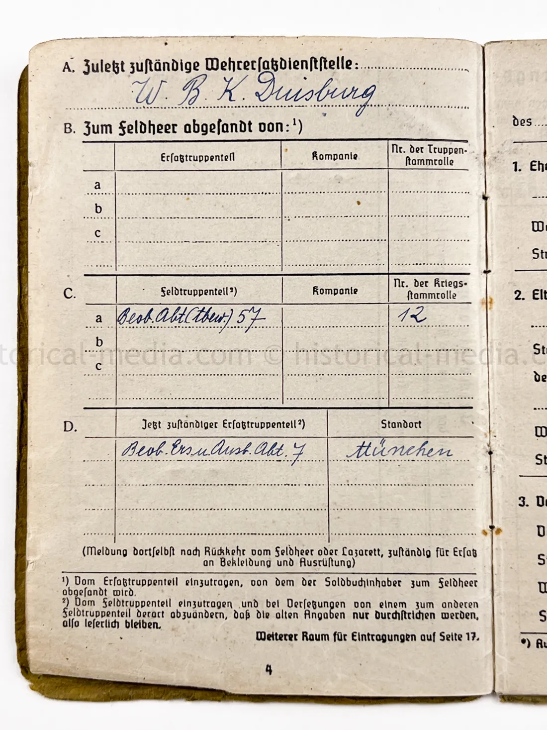 SOLDBUCH - BEOBACHTUNGS ABTEILUNG (TBEW.) 57 - VISTULA, MEISSEN