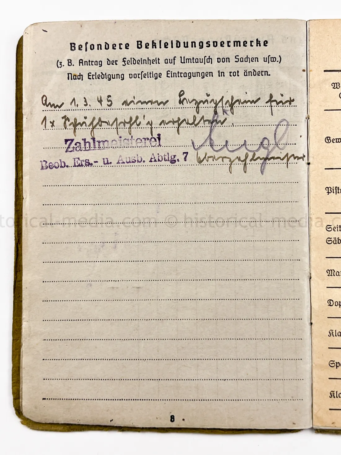 SOLDBUCH - BEOBACHTUNGS ABTEILUNG (TBEW.) 57 - VISTULA, MEISSEN