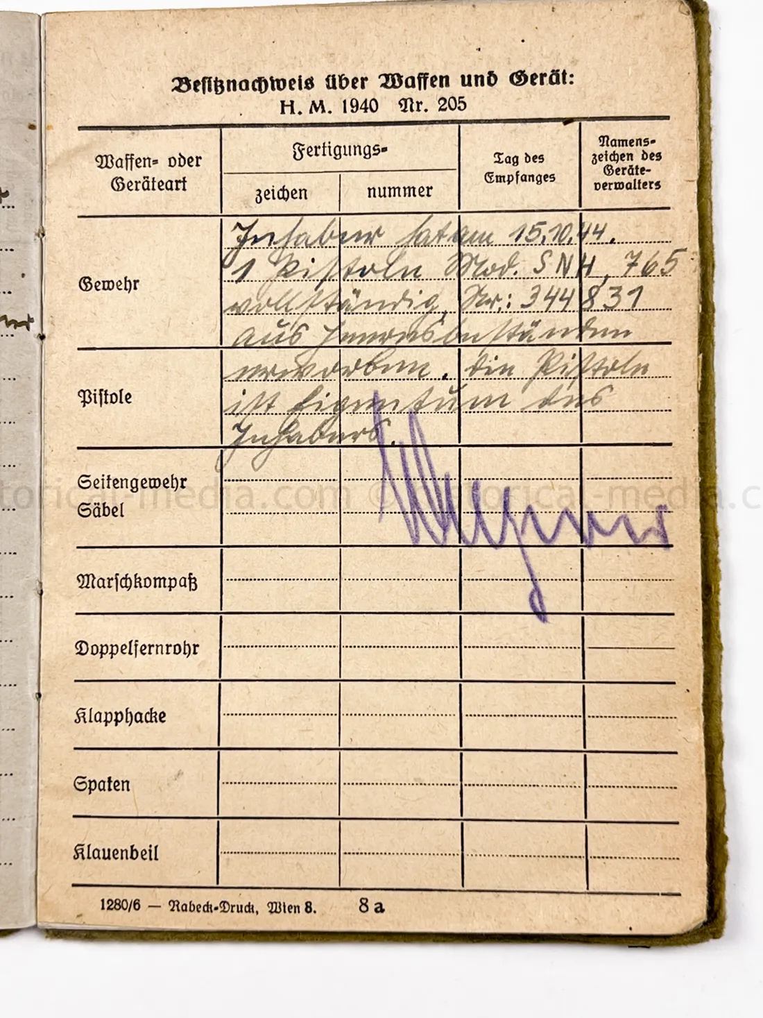 SOLDBUCH - BEOBACHTUNGS ABTEILUNG (TBEW.) 57 - VISTULA, MEISSEN
