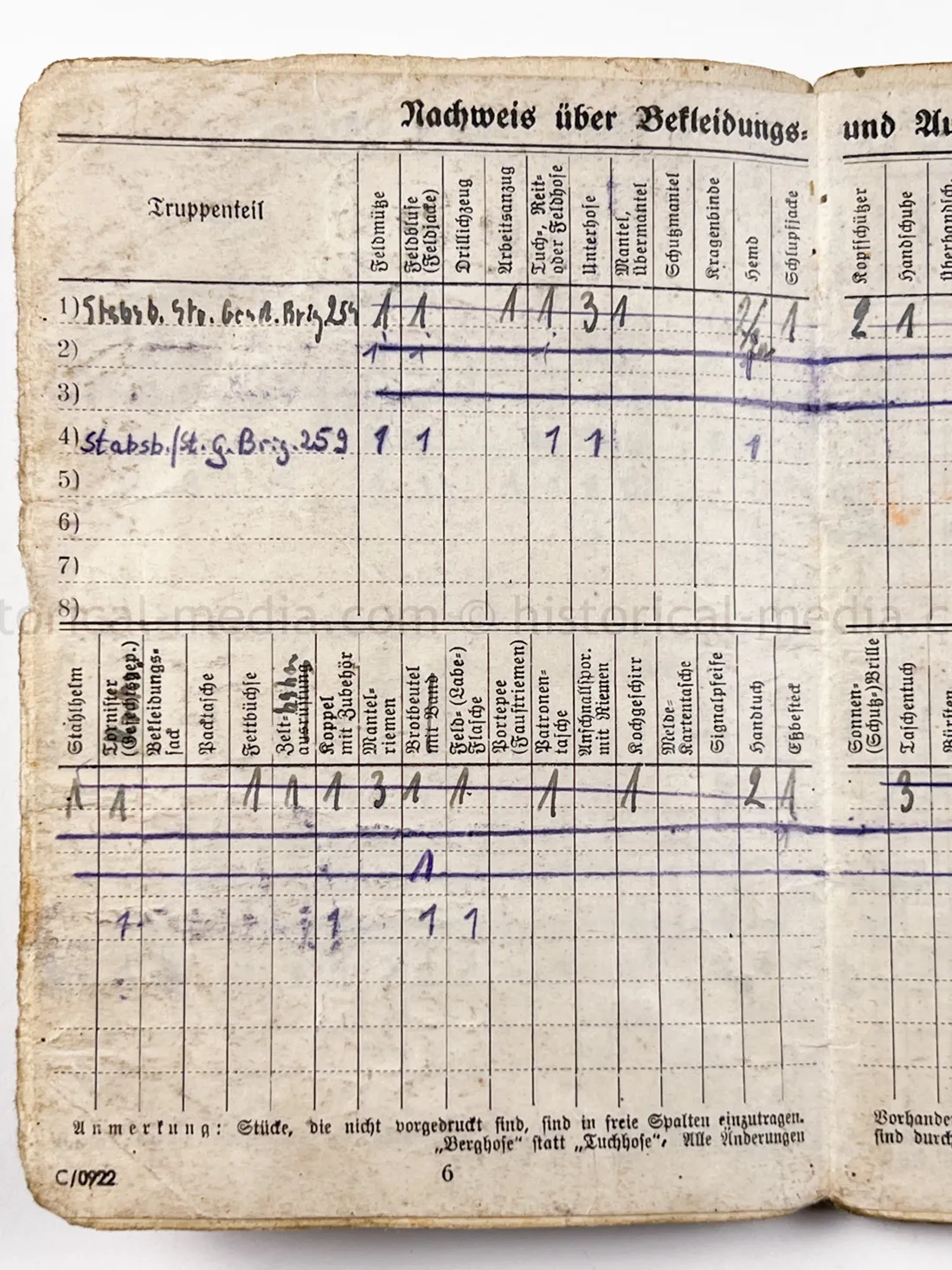 SOLDBUCH & ID TAG - STURMGESCHÜTZ ABTEILUNG 259
