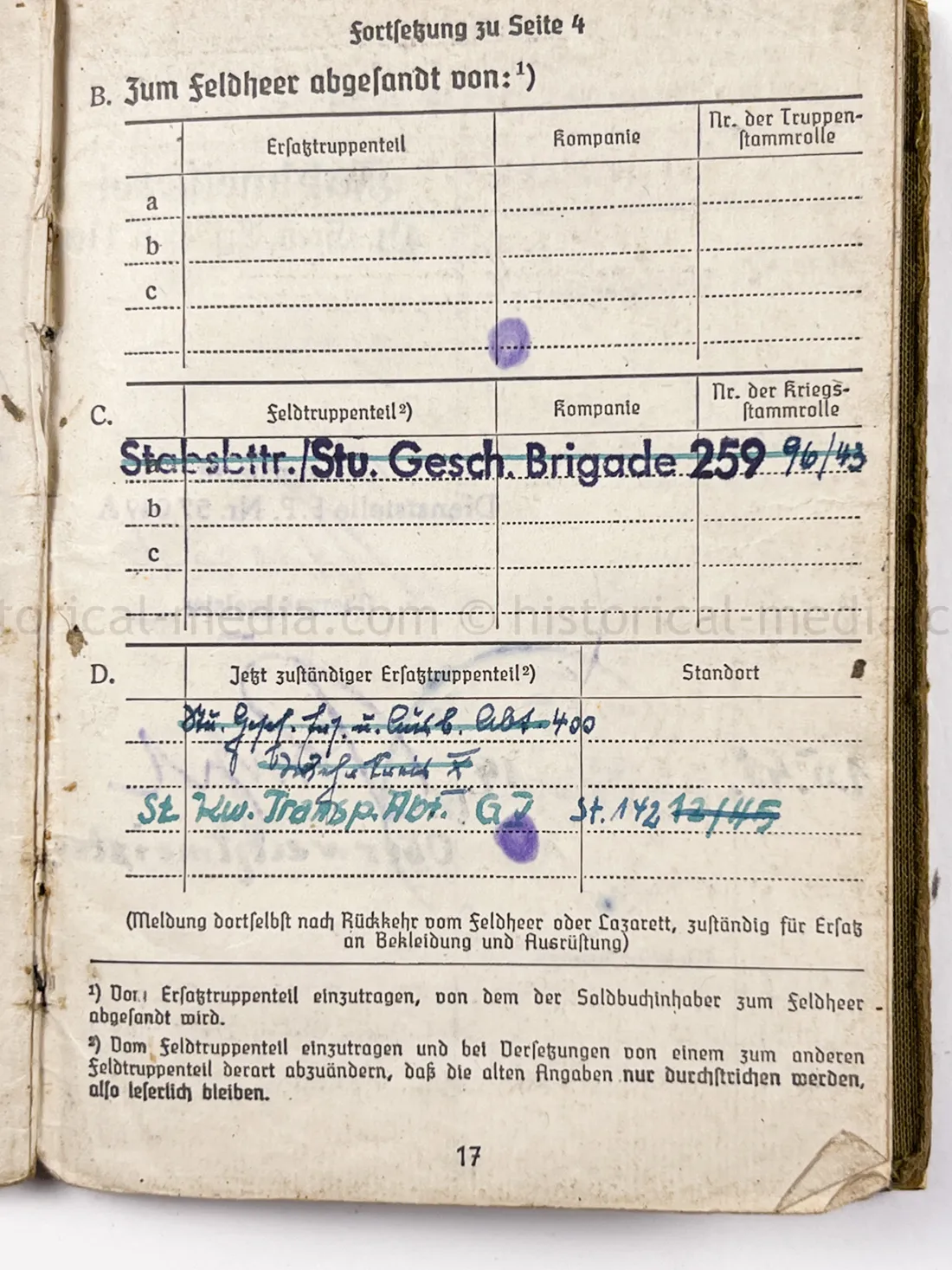 SOLDBUCH & ID TAG - STURMGESCHÜTZ ABTEILUNG 259