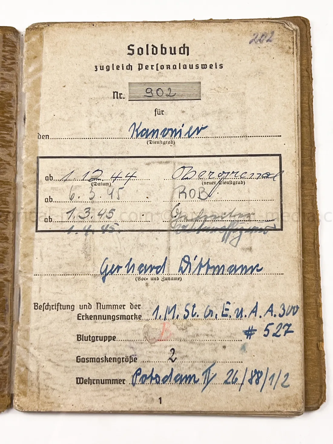 SOLDBUCH - STURMGSCHÜTZ ERS. u. AUSB. ABT. 300