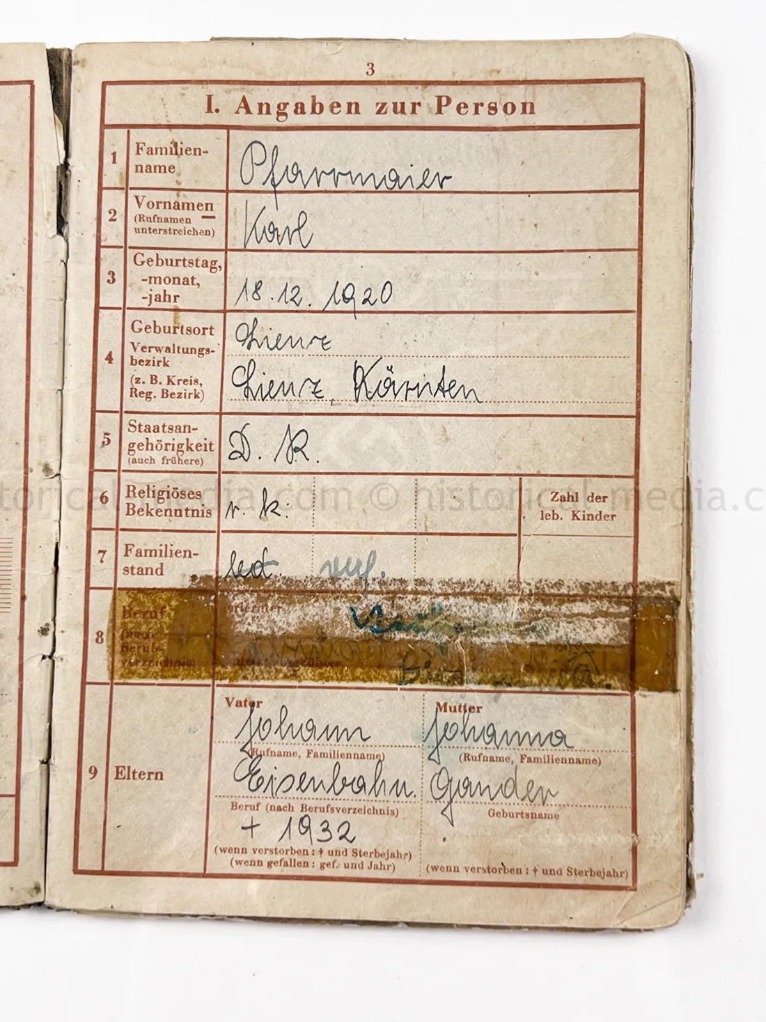 WEHRPASS - STURMGESCHÜTZ - OFFICER - GEBIRGS PANZERJÄGER ABTEILUNG 95 + PANZERJÄGER ERSATZ ABTEILUNG 17 - JAGDTIGER