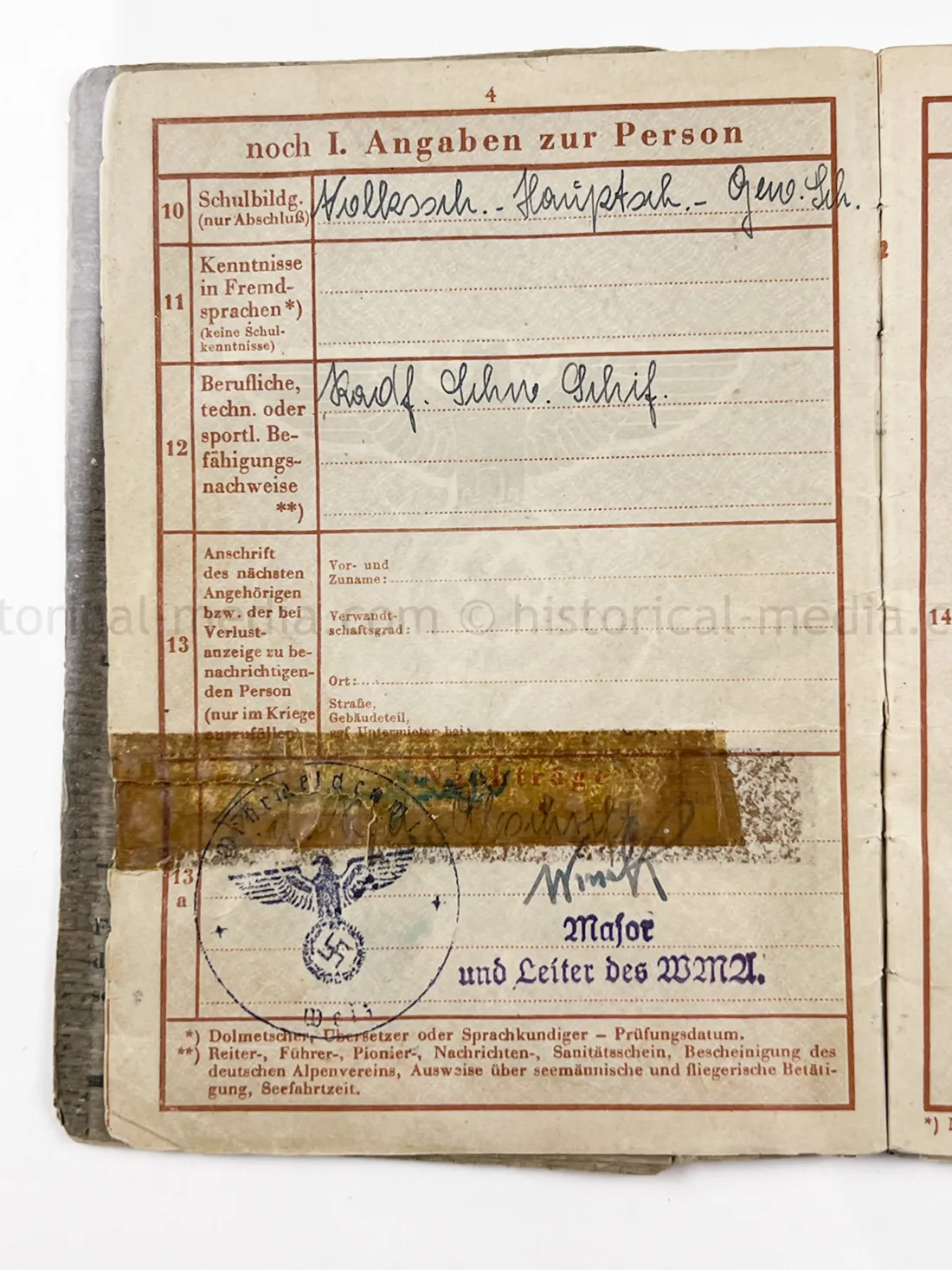 WEHRPASS - STURMGESCHÜTZ - OFFICER - GEBIRGS PANZERJÄGER ABTEILUNG 95 + PANZERJÄGER ERSATZ ABTEILUNG 17 - JAGDTIGER