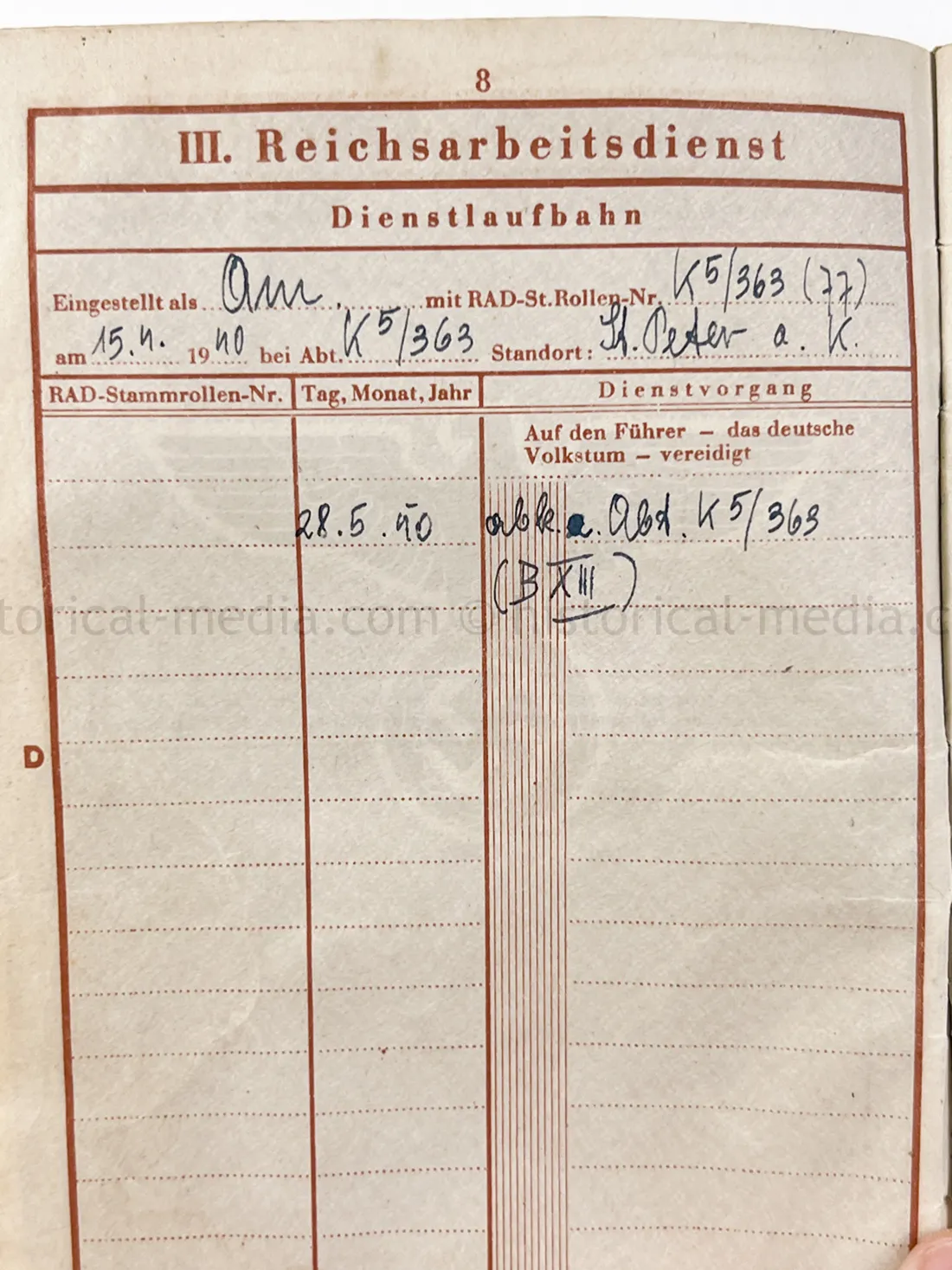 WEHRPASS - STURMGESCHÜTZ - OFFICER - GEBIRGS PANZERJÄGER ABTEILUNG 95 + PANZERJÄGER ERSATZ ABTEILUNG 17 - JAGDTIGER