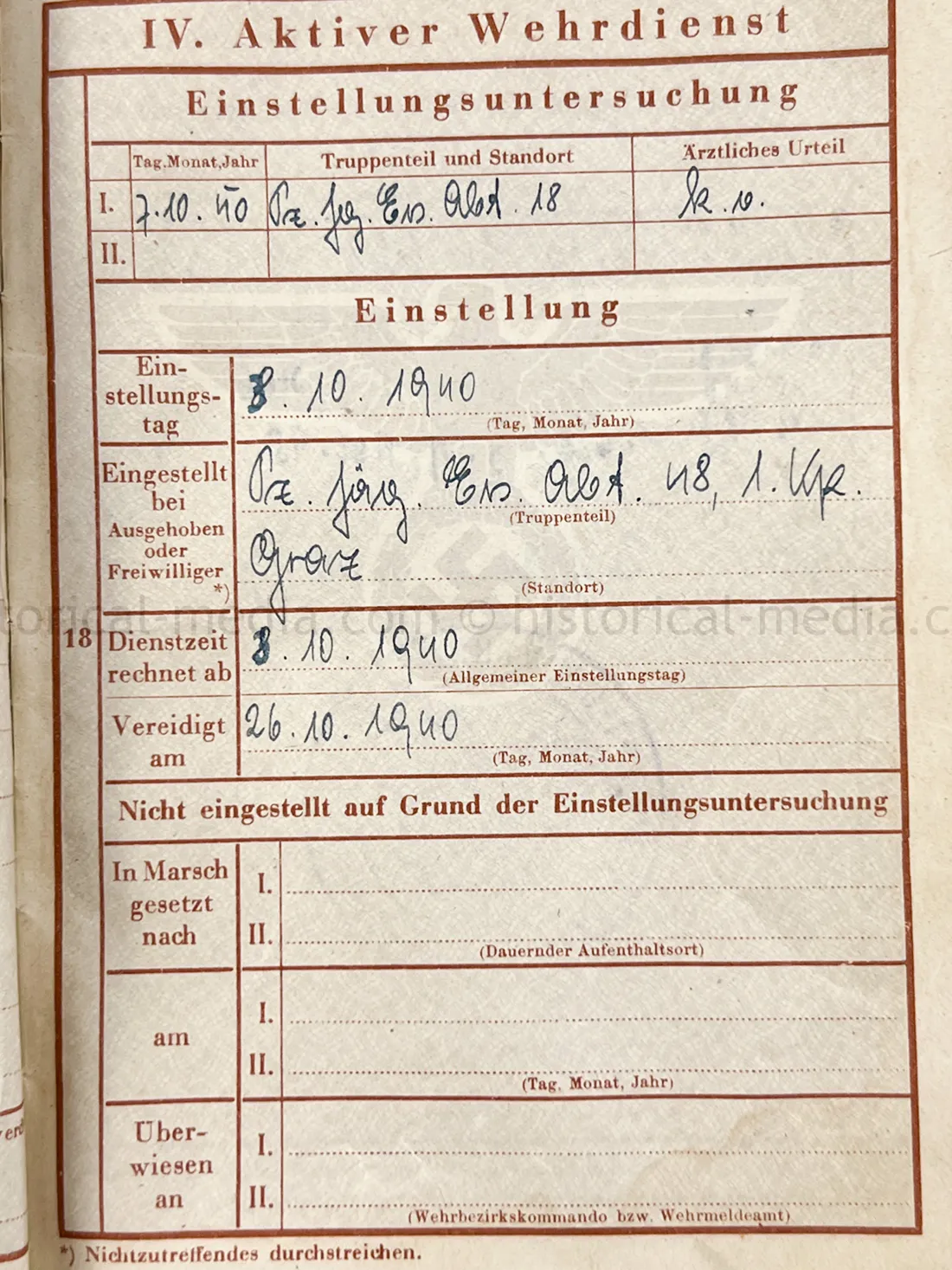WEHRPASS - STURMGESCHÜTZ - OFFICER - GEBIRGS PANZERJÄGER ABTEILUNG 95 + PANZERJÄGER ERSATZ ABTEILUNG 17 - JAGDTIGER