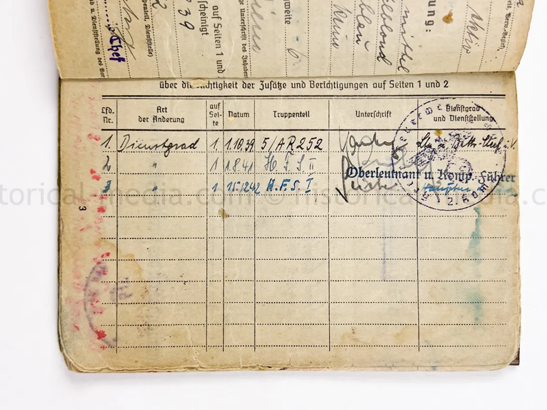 SOLDBUCH - ARTILLERIE REGIMENT 134 - HEERESVERSUCHSANSTALT KUMMERSDORF