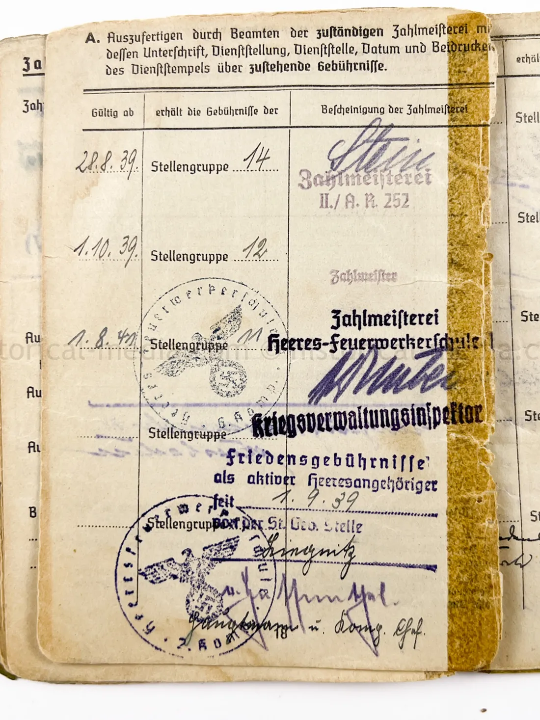 SOLDBUCH - ARTILLERIE REGIMENT 134 - HEERESVERSUCHSANSTALT KUMMERSDORF