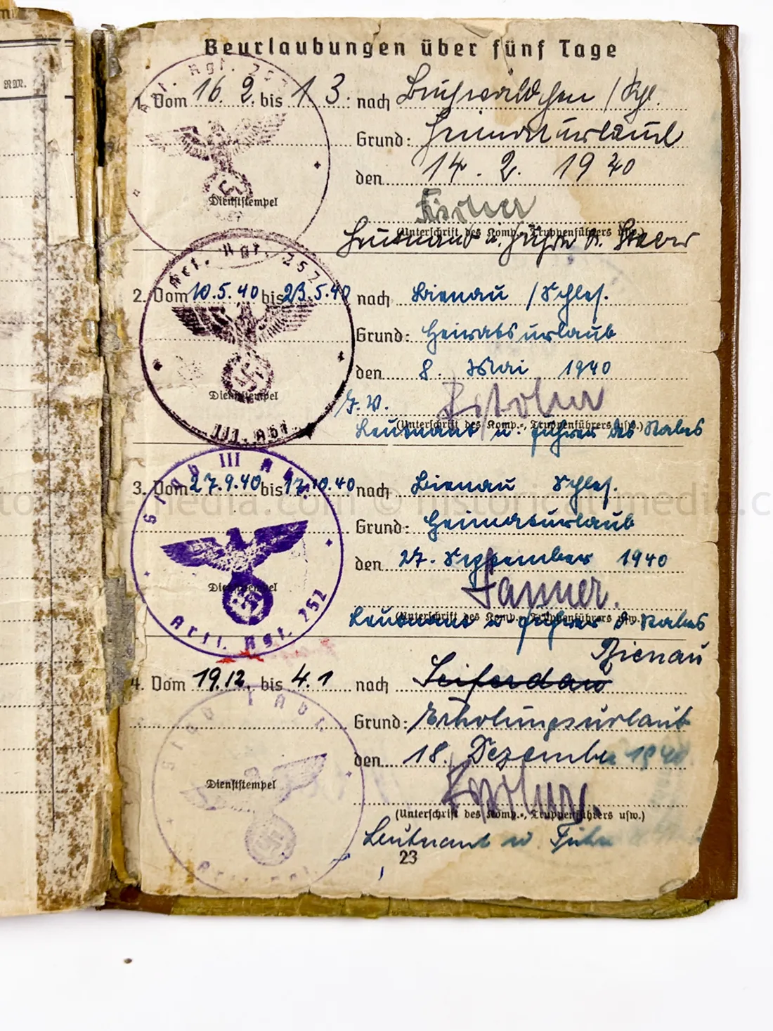 SOLDBUCH - ARTILLERIE REGIMENT 134 - HEERESVERSUCHSANSTALT KUMMERSDORF