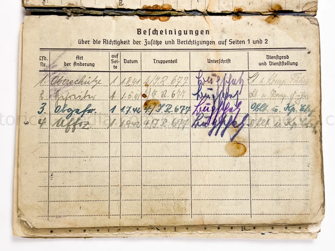 SOLDBUCH + ID TAG + PHOTOS + RIBBON - GRENADIER REGIMENT 677 - MEMEL CAMPAIGN MEDAL