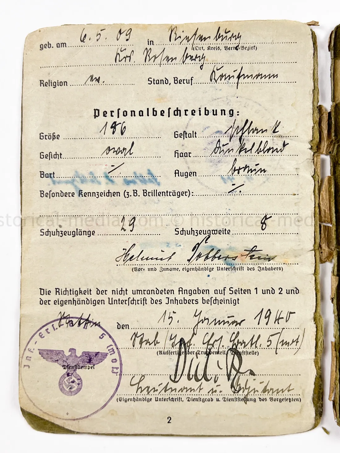 SOLDBUCH - FELDGENDARMERIE - FELDGENDARMERIE ABTEILUNG (MOT.) 690