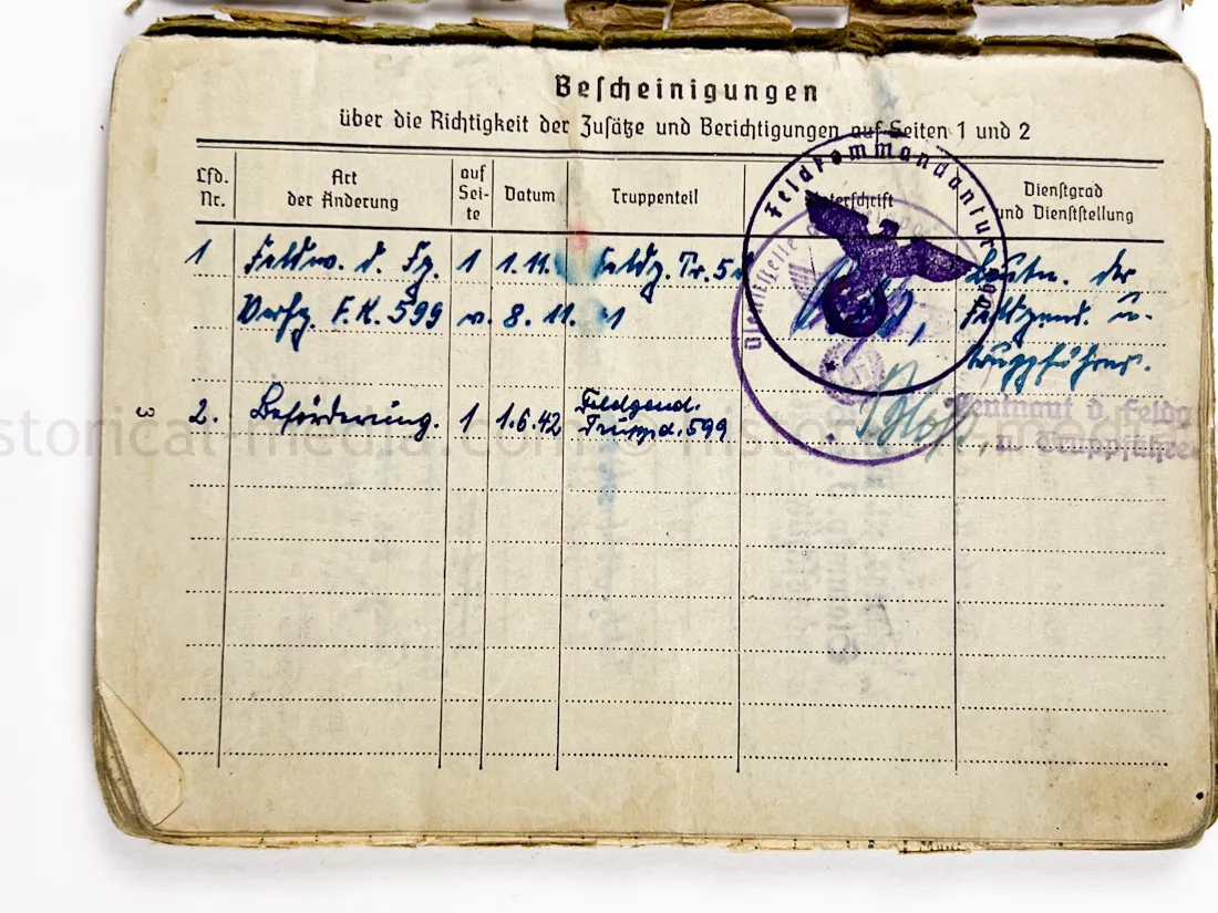 SOLDBUCH - FELDGENDARMERIE - FELDGENDARMERIE ABTEILUNG (MOT.) 690