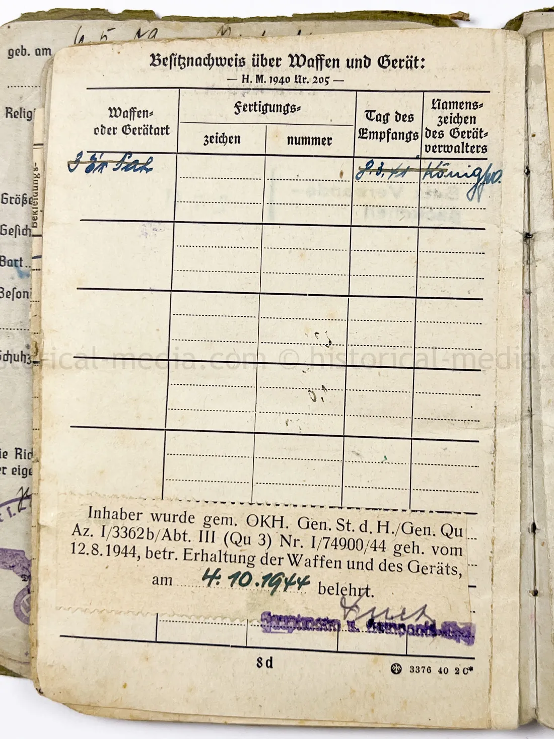 SOLDBUCH - FELDGENDARMERIE - FELDGENDARMERIE ABTEILUNG (MOT.) 690