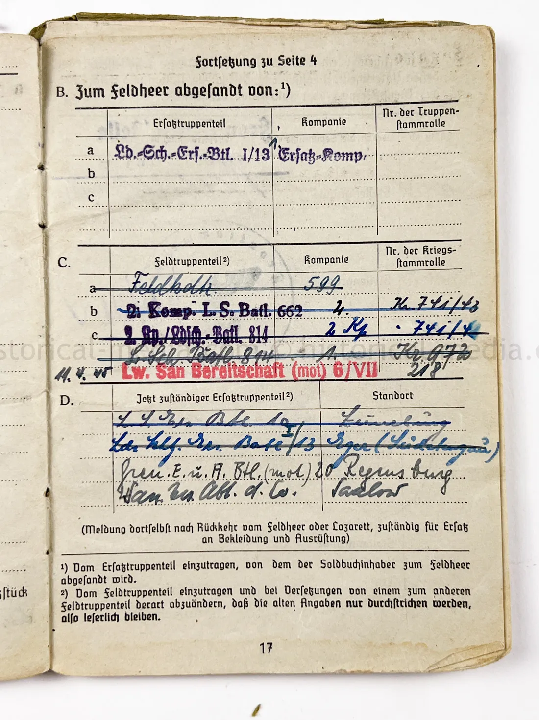 SOLDBUCH - FELDGENDARMERIE - FELDGENDARMERIE ABTEILUNG (MOT.) 690
