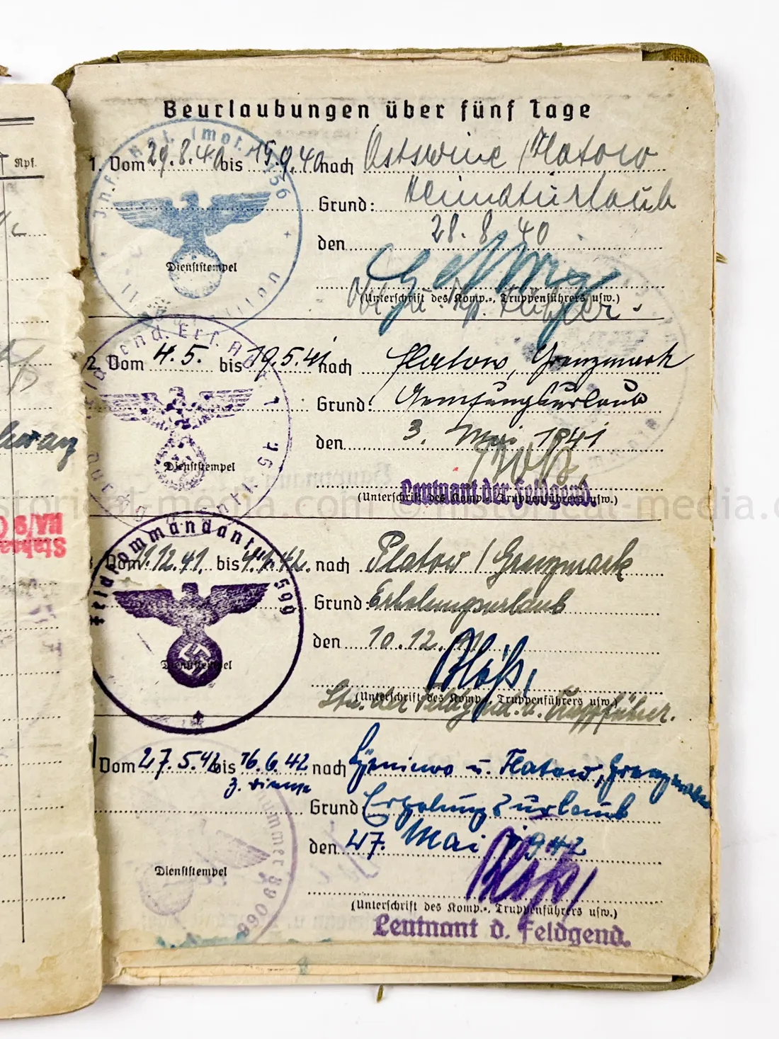 SOLDBUCH - FELDGENDARMERIE - FELDGENDARMERIE ABTEILUNG (MOT.) 690
