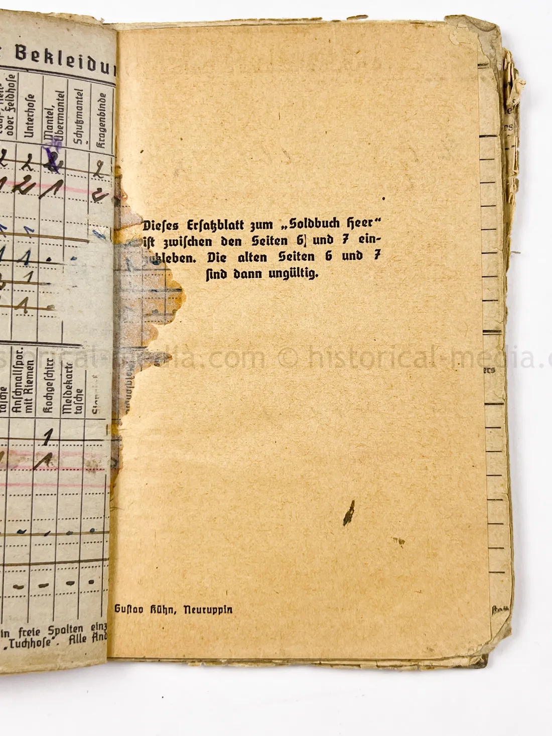 SOLDBUCH - STURMGESCHÜTZ - 14.(PZ.JG.) GREN. RGT. 405 - 121. INFANTERIE DIVISION - GOLD WOUND BADGE - KURLAND
