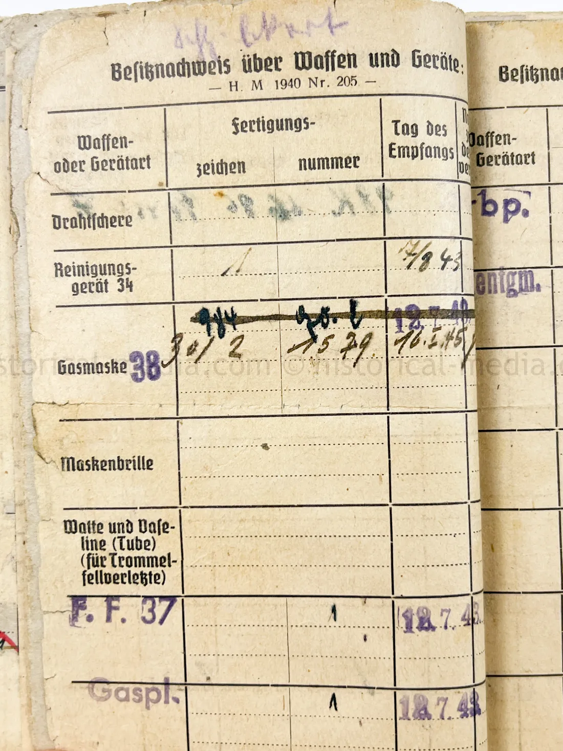 SOLDBUCH - STURMGESCHÜTZ - 14.(PZ.JG.) GREN. RGT. 405 - 121. INFANTERIE DIVISION - GOLD WOUND BADGE - KURLAND
