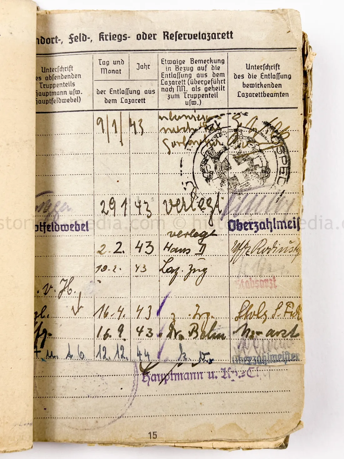 SOLDBUCH - STURMGESCHÜTZ - 14.(PZ.JG.) GREN. RGT. 405 - 121. INFANTERIE DIVISION - GOLD WOUND BADGE - KURLAND