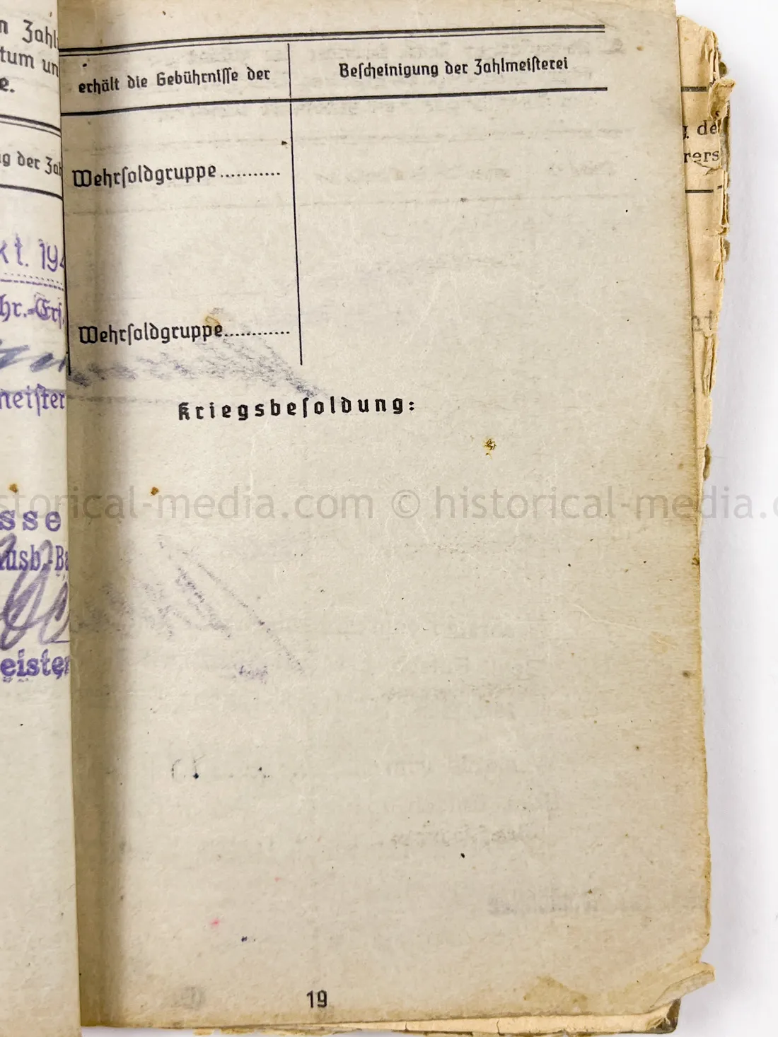SOLDBUCH - STURMGESCHÜTZ - 14.(PZ.JG.) GREN. RGT. 405 - 121. INFANTERIE DIVISION - GOLD WOUND BADGE - KURLAND