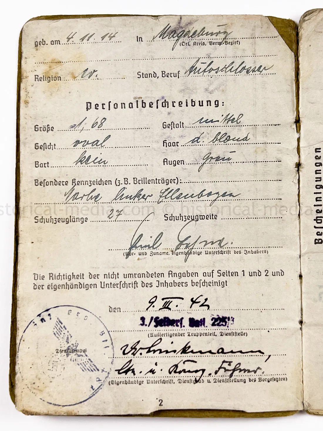 SOLDBUCH & DOCUMENT GROUPING - STURMGESCHÜTZ ABTEILUNG 904 - GOLD WOUND BADGE