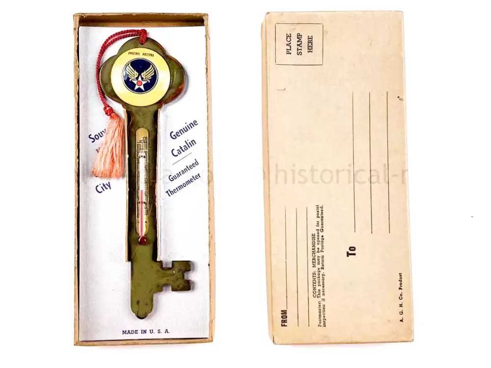 US WWII HOME FRONT AIR CORPS SOUVENIR THERMOMETER IN BOX
