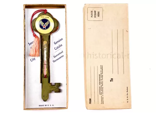 US WWII HOME FRONT AIR CORPS SOUVENIR THERMOMETER IN BOX