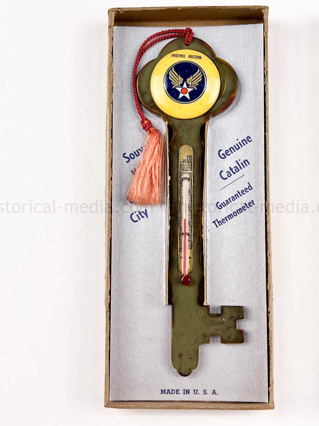 US WWII HOME FRONT AIR CORPS SOUVENIR THERMOMETER IN BOX