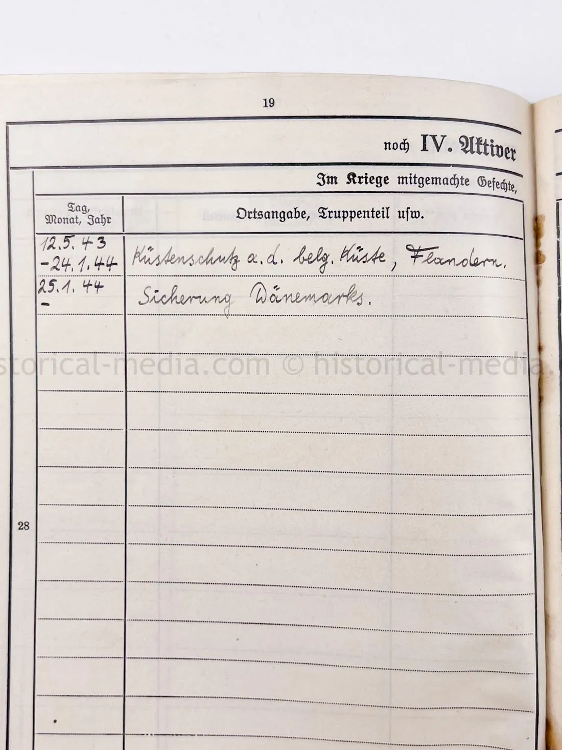 WEHRSTAMMBUCH - PANZER PIONIER - DENMARK