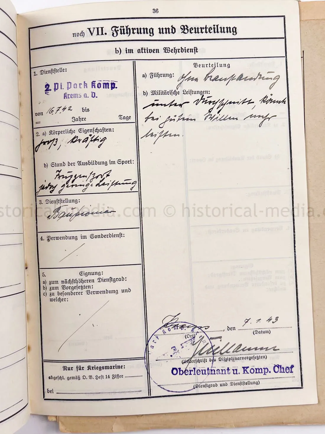 WEHRSTAMMBUCH - PANZER PIONIER - DENMARK