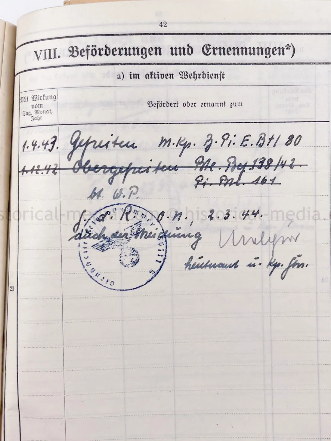 WEHRSTAMMBUCH - PANZER PIONIER - DENMARK