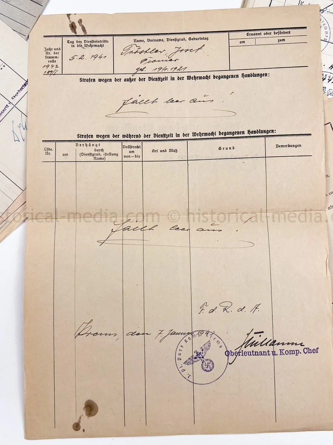 WEHRSTAMMBUCH - PANZER PIONIER - DENMARK
