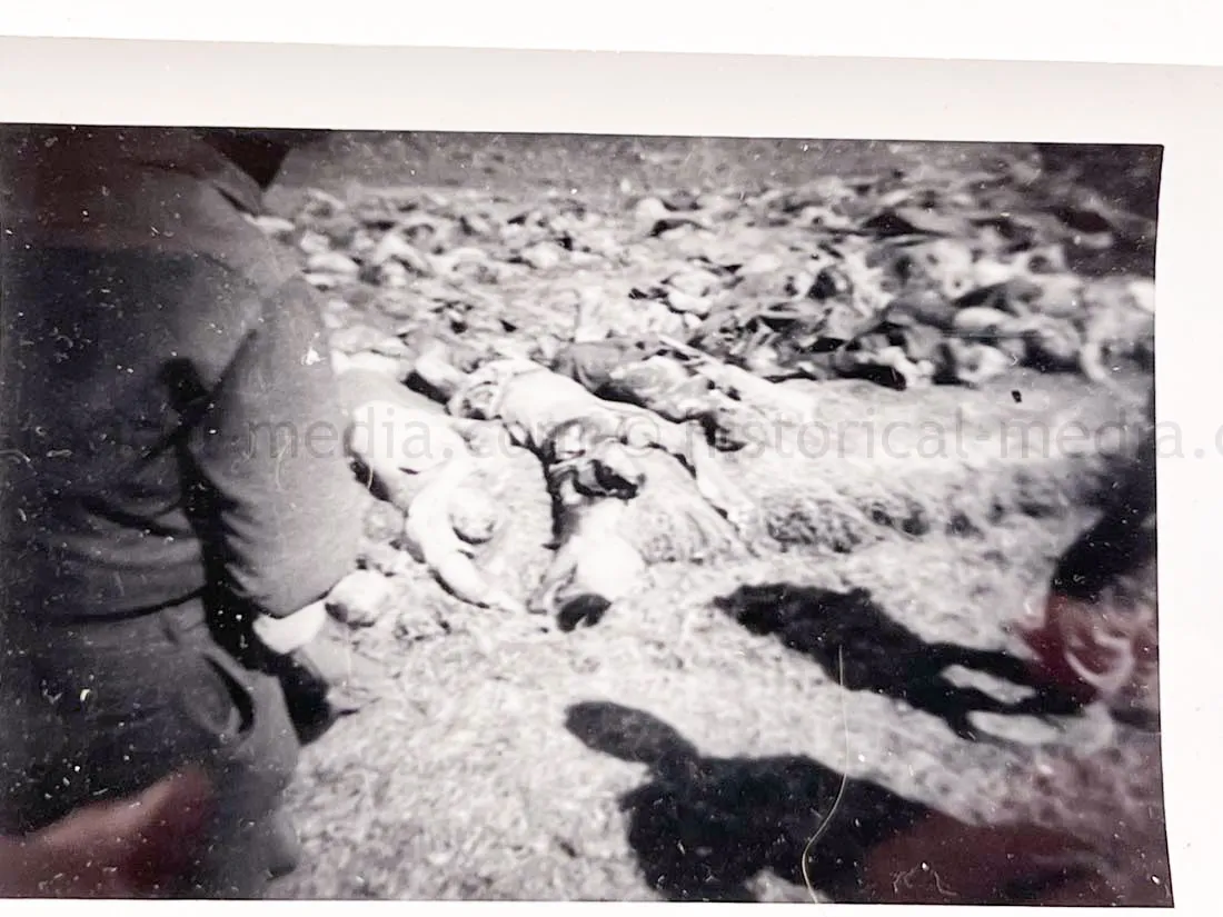 US GI WWII PHOTO GROUPING - BUCHENWALD CONCENTRATION CAMP, MUSSOLINI, AIRCRAFT, TANKS