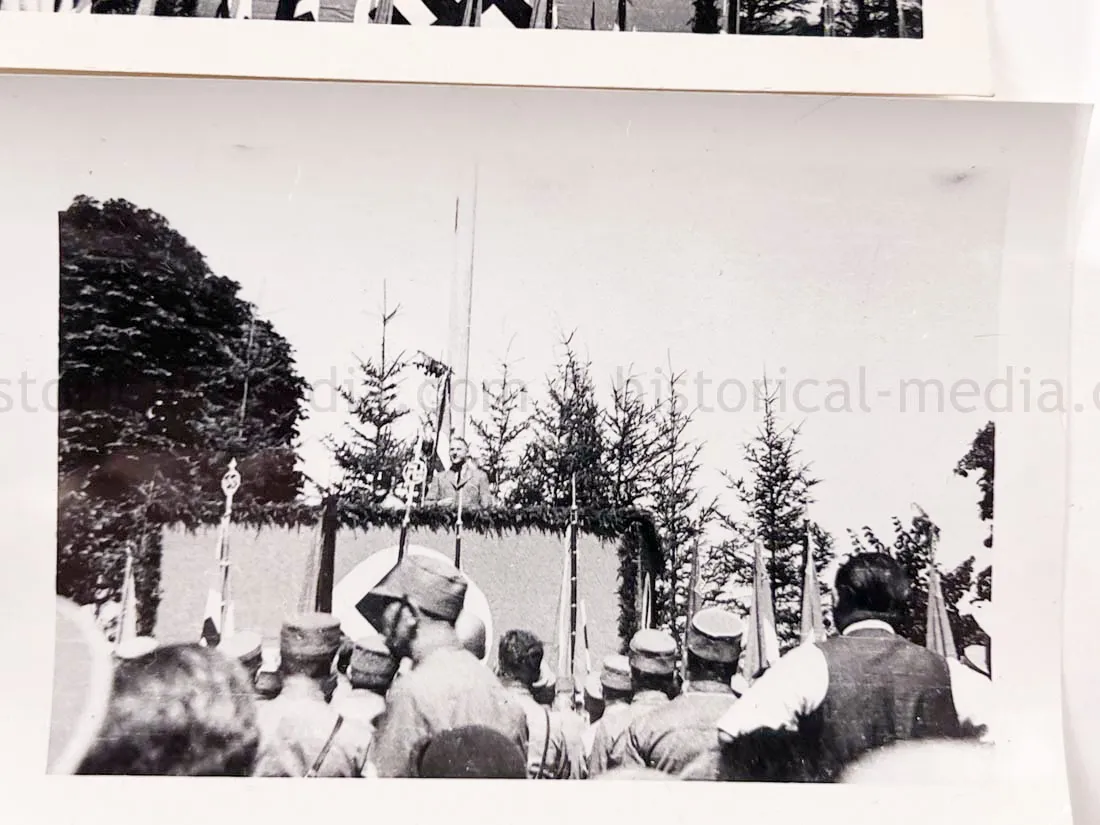 US GI WWII PHOTO GROUPING - BUCHENWALD CONCENTRATION CAMP, MUSSOLINI, AIRCRAFT, TANKS