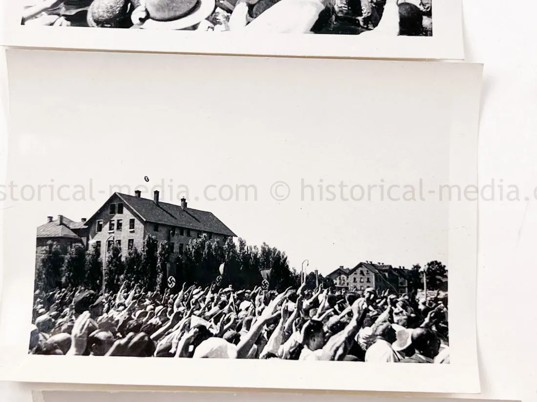 US GI WWII PHOTO GROUPING - BUCHENWALD CONCENTRATION CAMP, MUSSOLINI, AIRCRAFT, TANKS