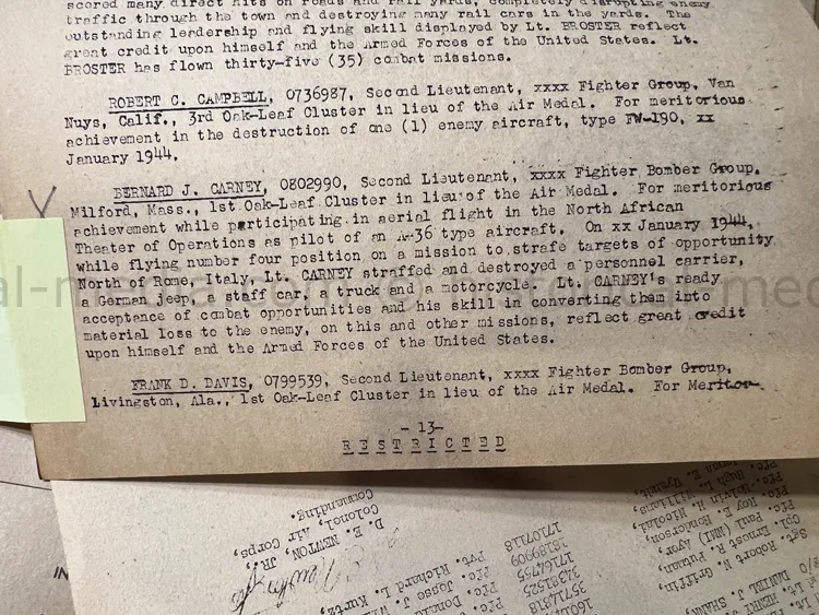WWII AIR CORPS GROUPING - 27TH FIGHTER GROUP - EVADER - CATERPILLAR CLUB!