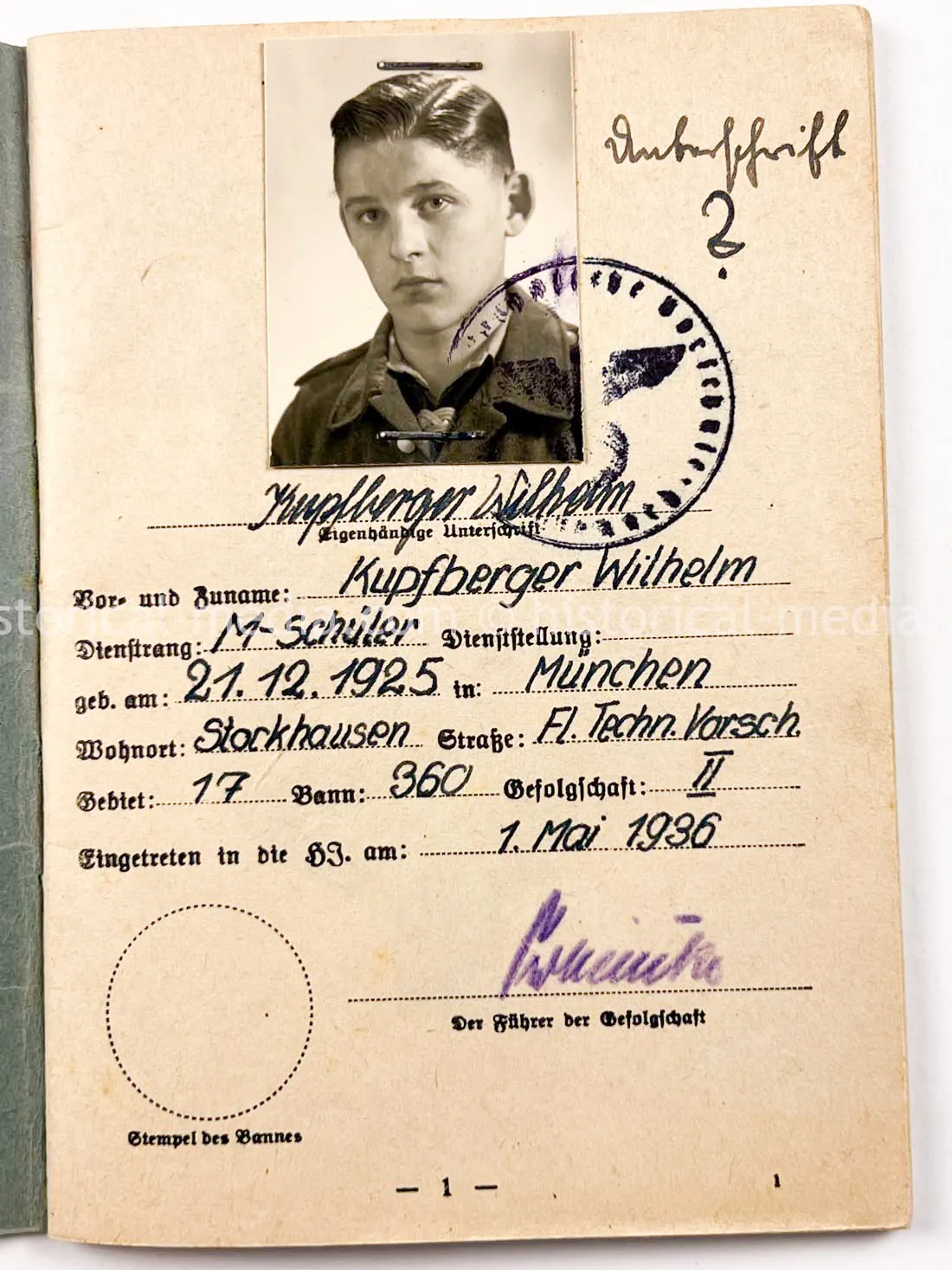 AMAZING HITLER JUGEND PHOTO, CUFFTITLE, SOLDBUCH & DOCUMENT GROUPING + LATE WAR KIA - 277. VOLKS-GRENADIER-DIVISION