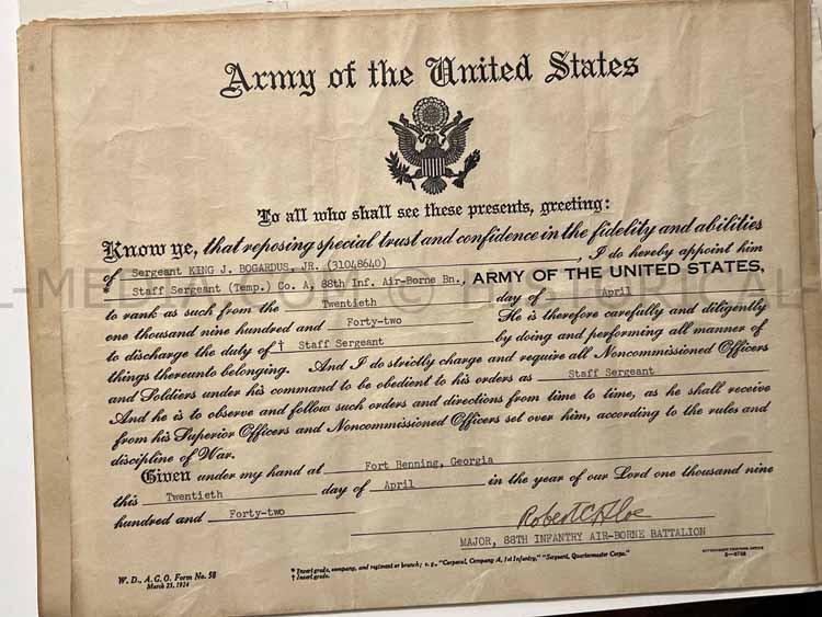 US WWII 4X BRONZE STAR WINNER COLONEL GROUPING - 88TH AIRBORNE INFANTRY BATTALION + 88TH INFANTRY DIVISION BLUE DEVILS