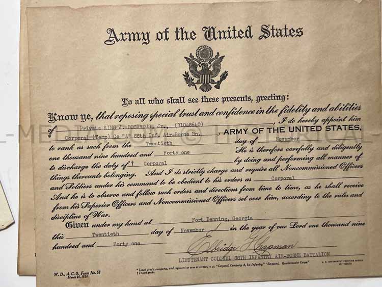 US WWII 4X BRONZE STAR WINNER COLONEL GROUPING - 88TH AIRBORNE INFANTRY BATTALION + 88TH INFANTRY DIVISION BLUE DEVILS