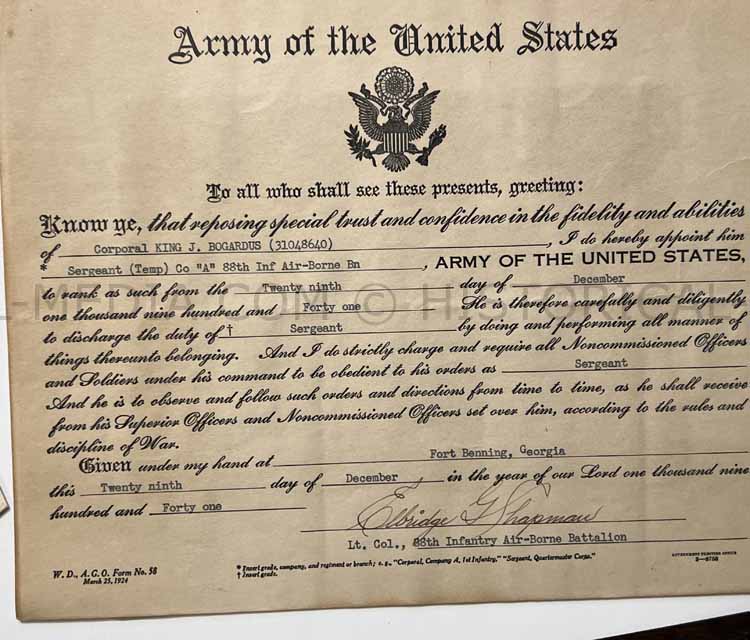 US WWII 4X BRONZE STAR WINNER COLONEL GROUPING - 88TH AIRBORNE INFANTRY BATTALION + 88TH INFANTRY DIVISION BLUE DEVILS