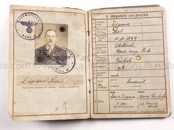 WEHRPASS - 3. GEBIRGS DIVISION - WWI ITALIAN POW + POLAND 1939